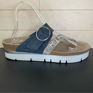 Mephisto Vik Platform Sandals Women's Size 11 Shoes EU41 Blue Nubuck Snakeskin